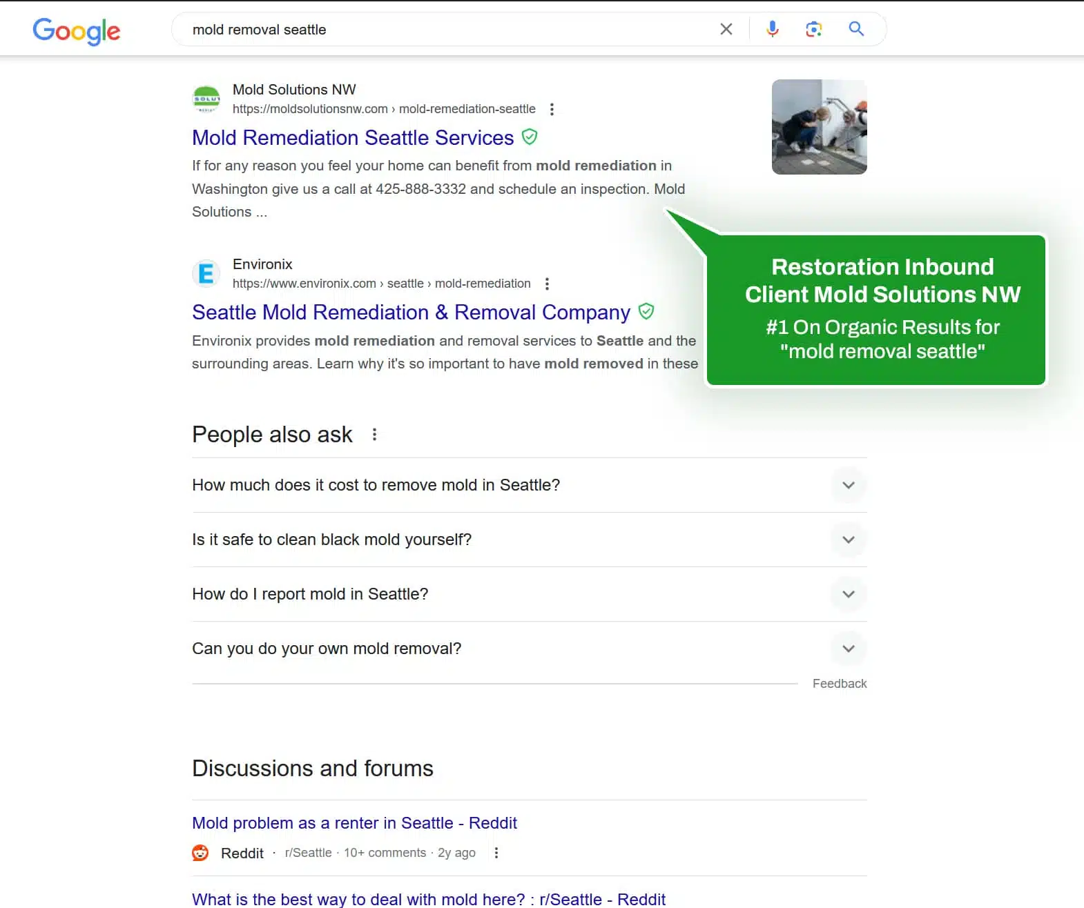 Mold Solutions NW #1 On Google for "mold removal Seattle"