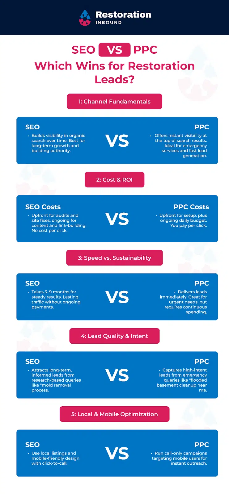 SEO vs. PPC, which wins for restoration wins?